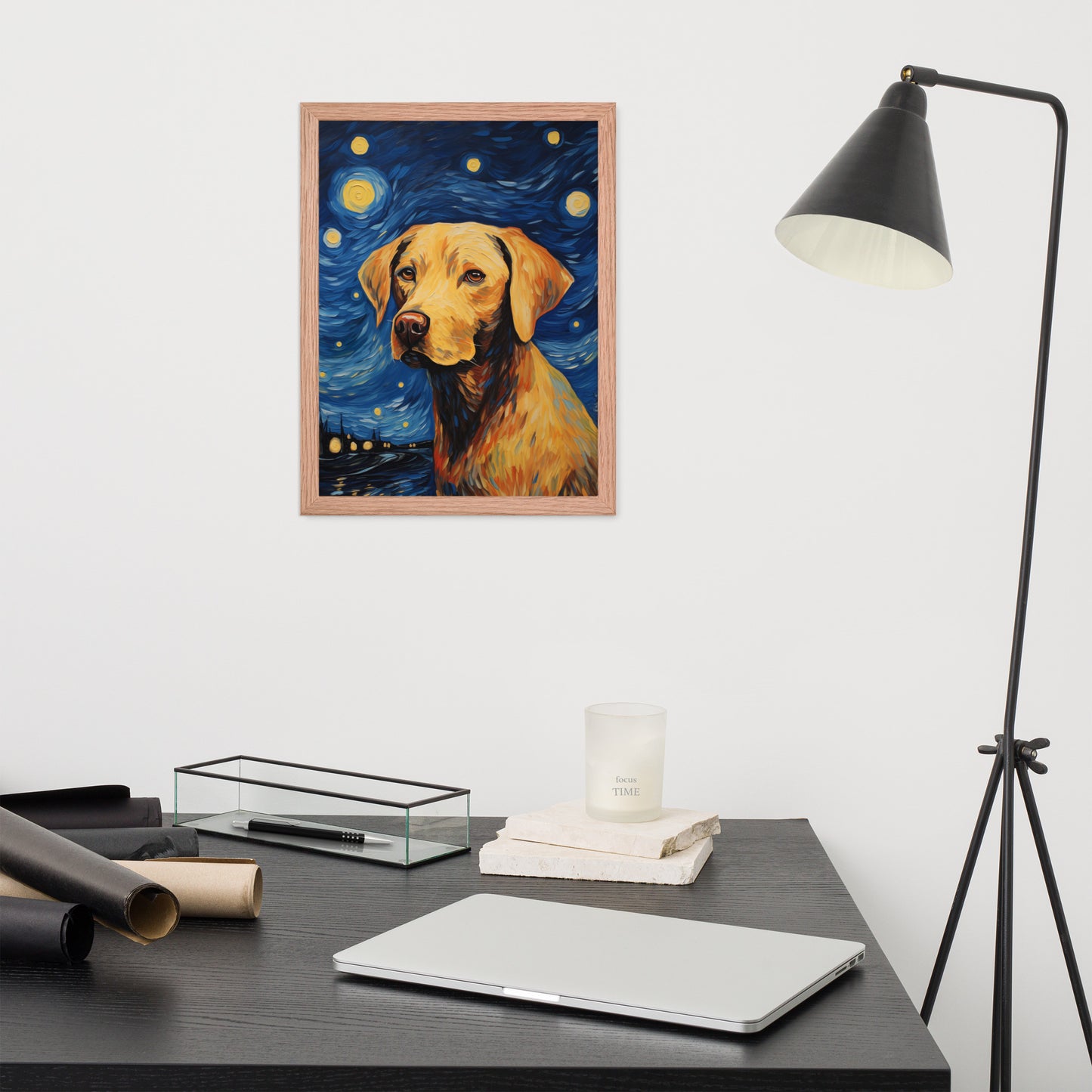 Starry Night Labrador Framed Poster