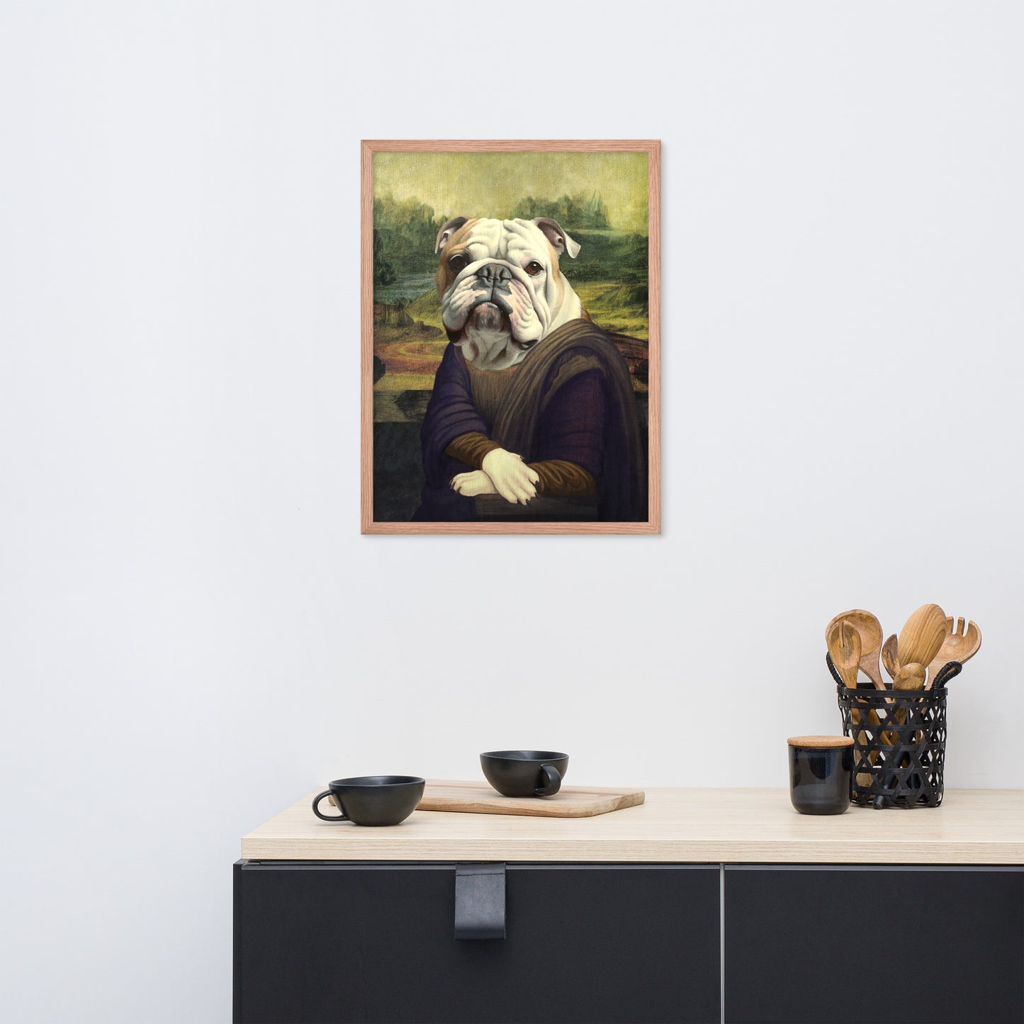 Mona Lisa English Bulldog Framed Poster