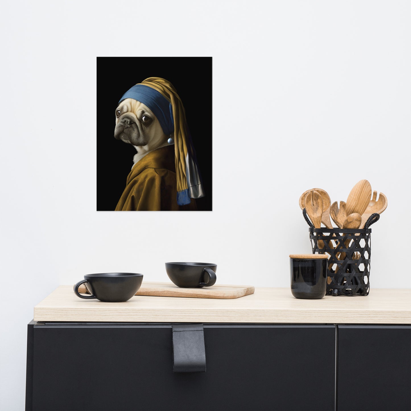 Girl with a Pearl Earring Pug Poster