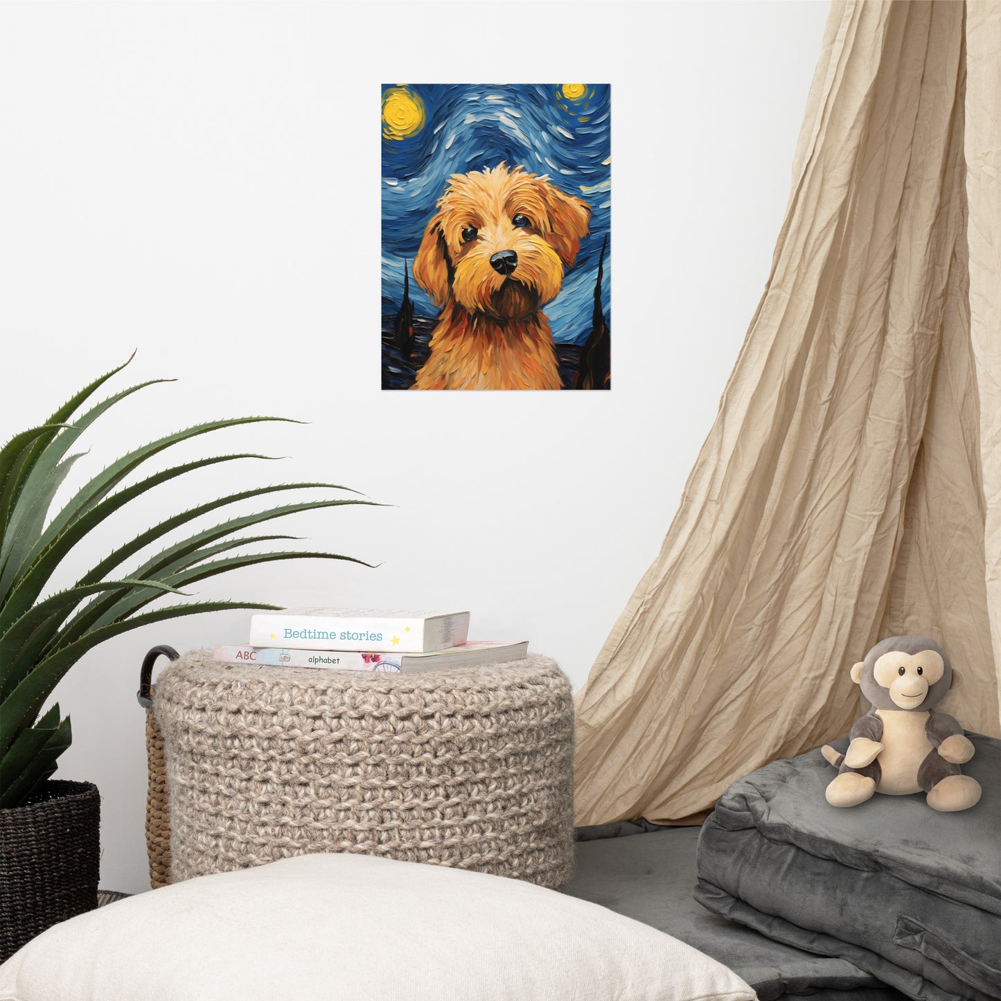Starry Night Poodle Poster