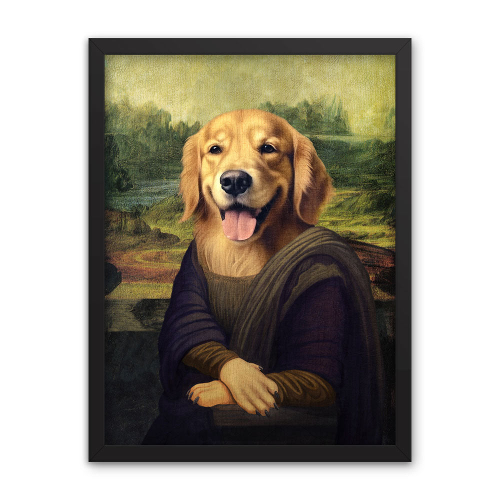 Mona Lisa Golden Retriever Framed Poster