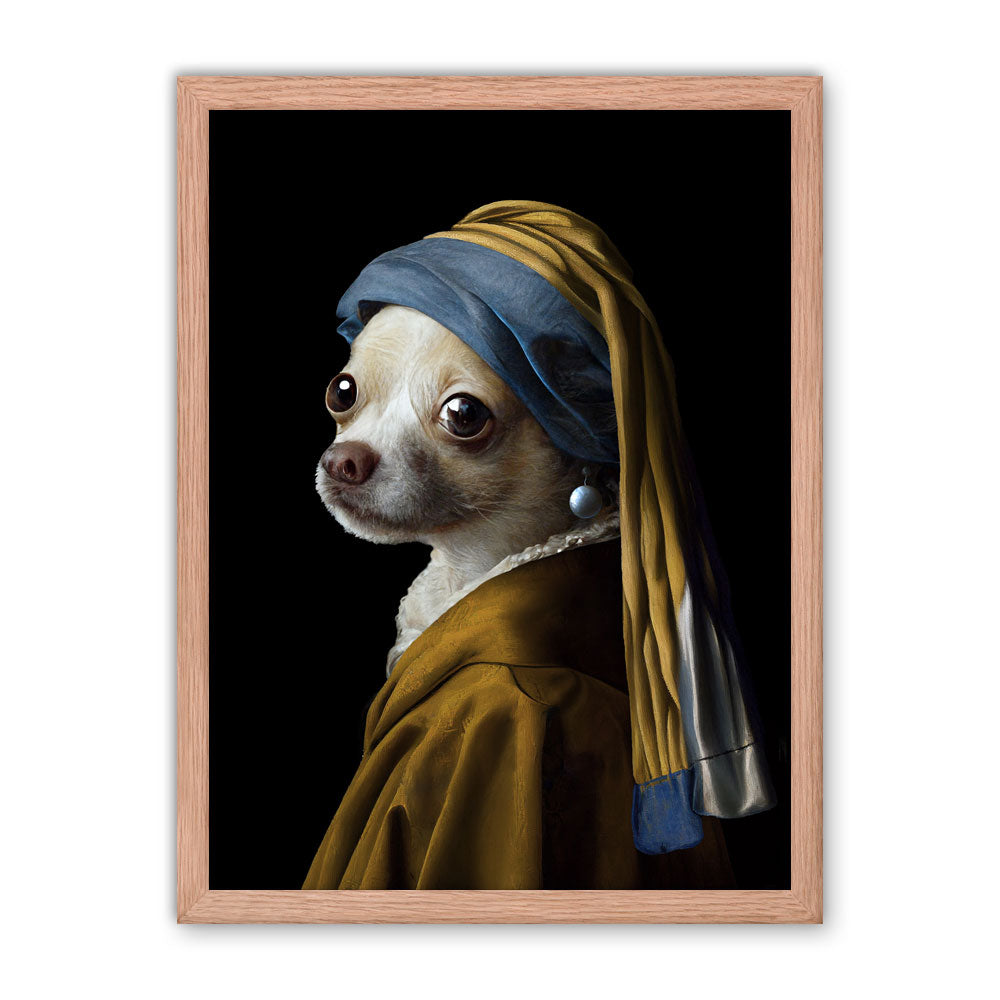 Girl with a Pearl Earring Chihuahua Framed Poster