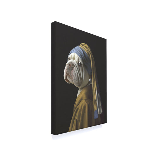 Girl with a Pearl Earring English Bulldog Canvas