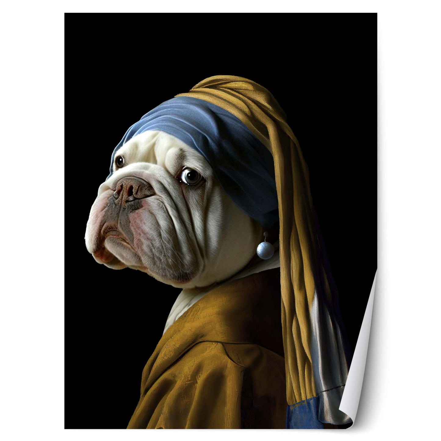 Girl with a Pearl Earring English Bulldog Poster