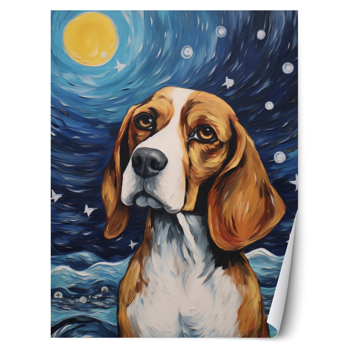 Starry Night Beagle Poster