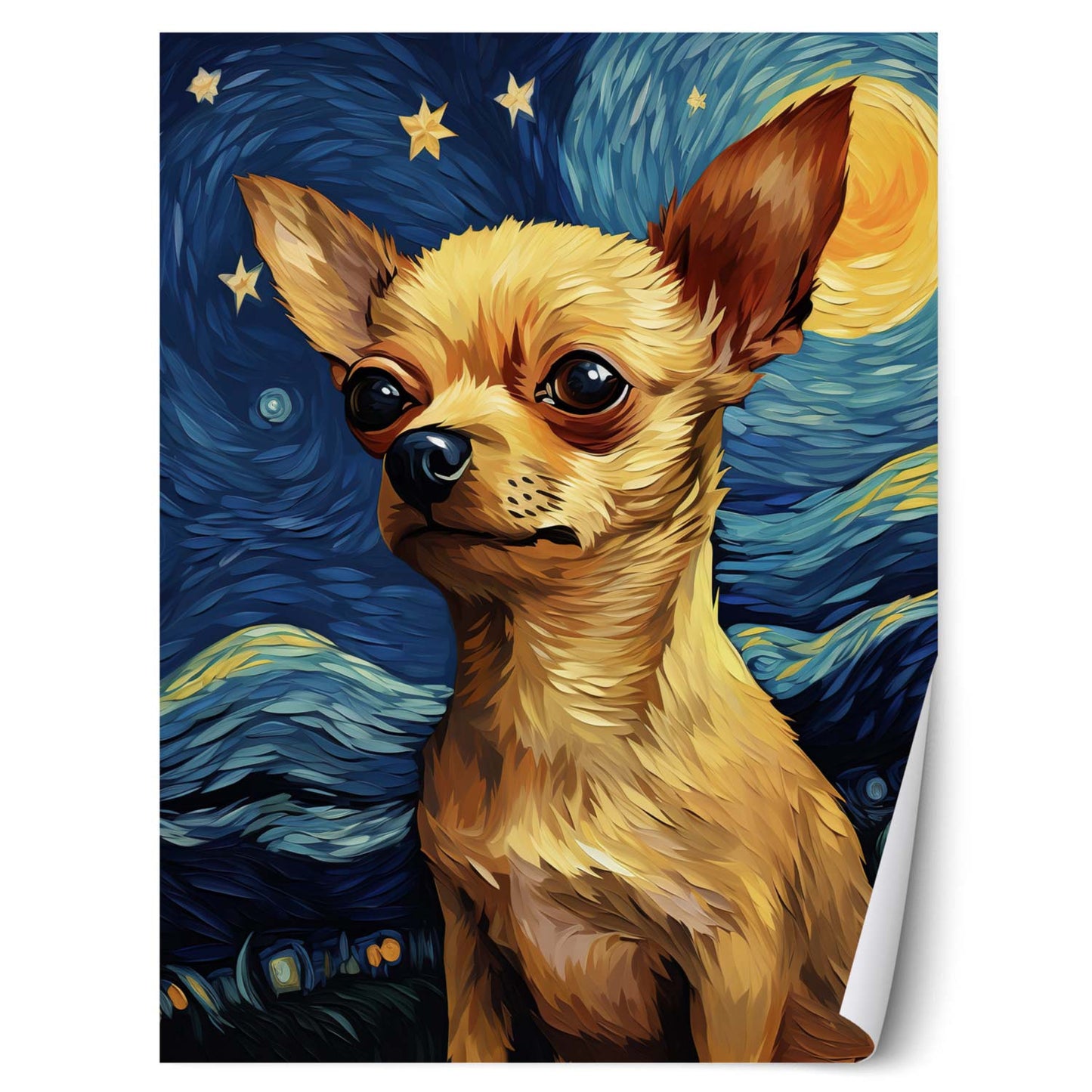 Starry Night Chihuahua Poster