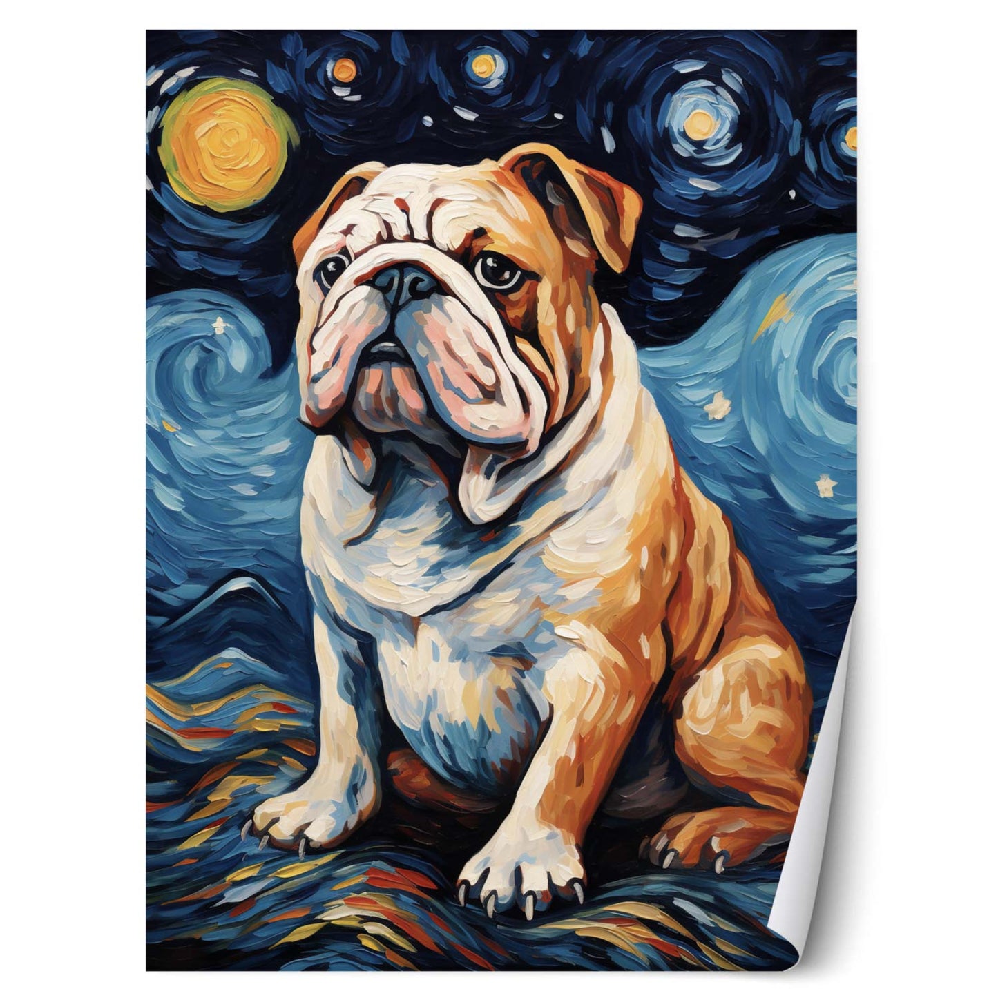 Starry Night English Bulldog Poster