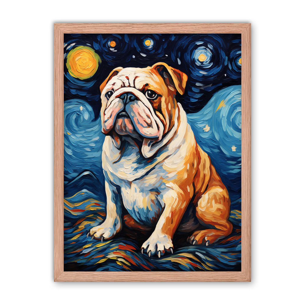 Starry Night English Bulldog Framed Poster