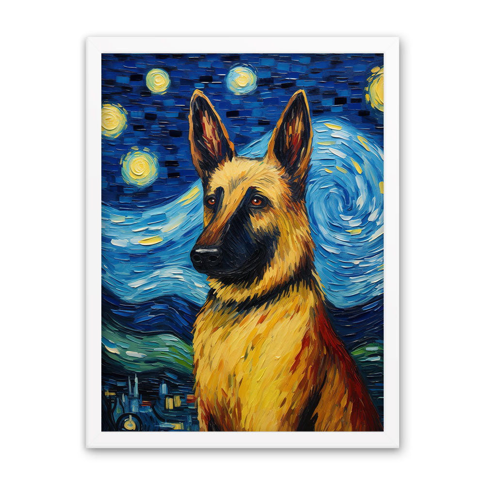 Starry Night German Shepherd Framed Poster