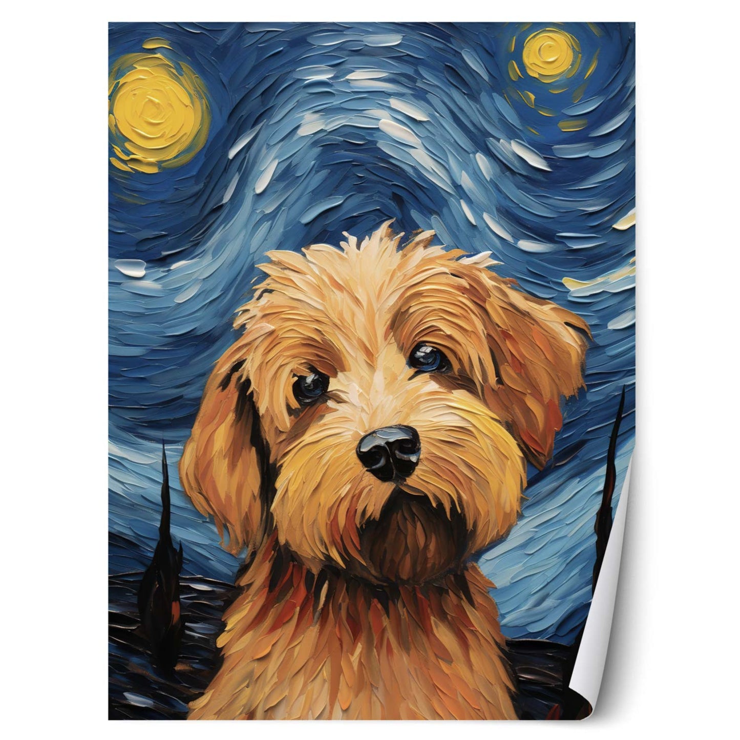 Starry Night Poodle Poster